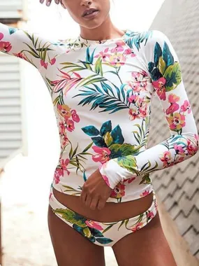 2023 womens surf sets  Long Sleeve Swimsuit Floral Print Bikini Bathing Suit