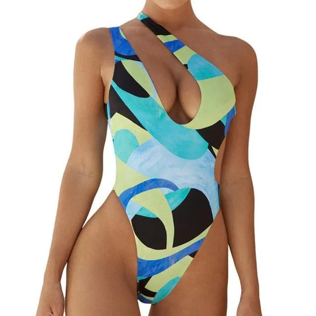 Abstract Monokini Brazilian Swimsuit