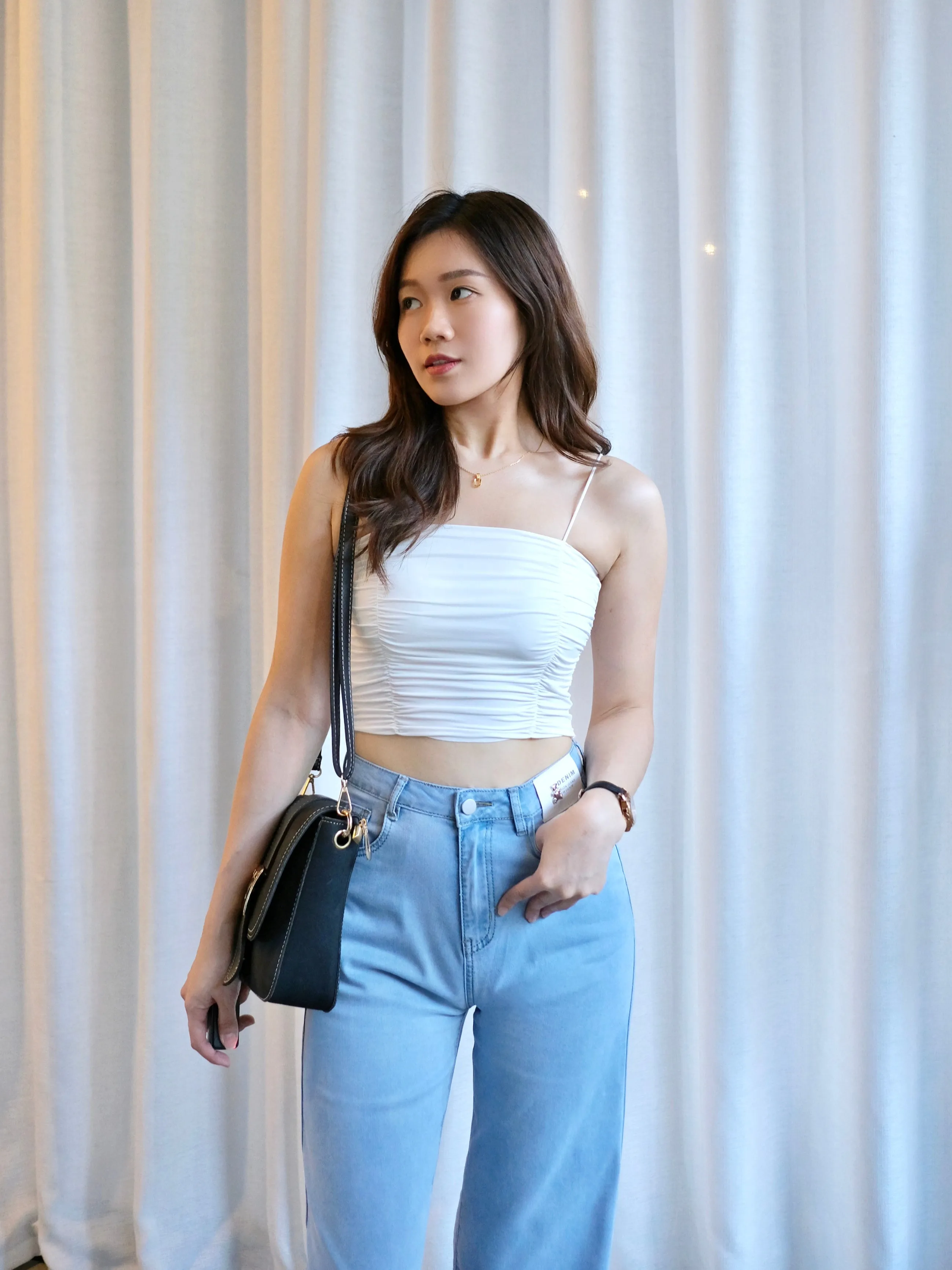 ACEWIN Ruched Tube Top Inner Top with Elastic Straps (Free Size) 170031