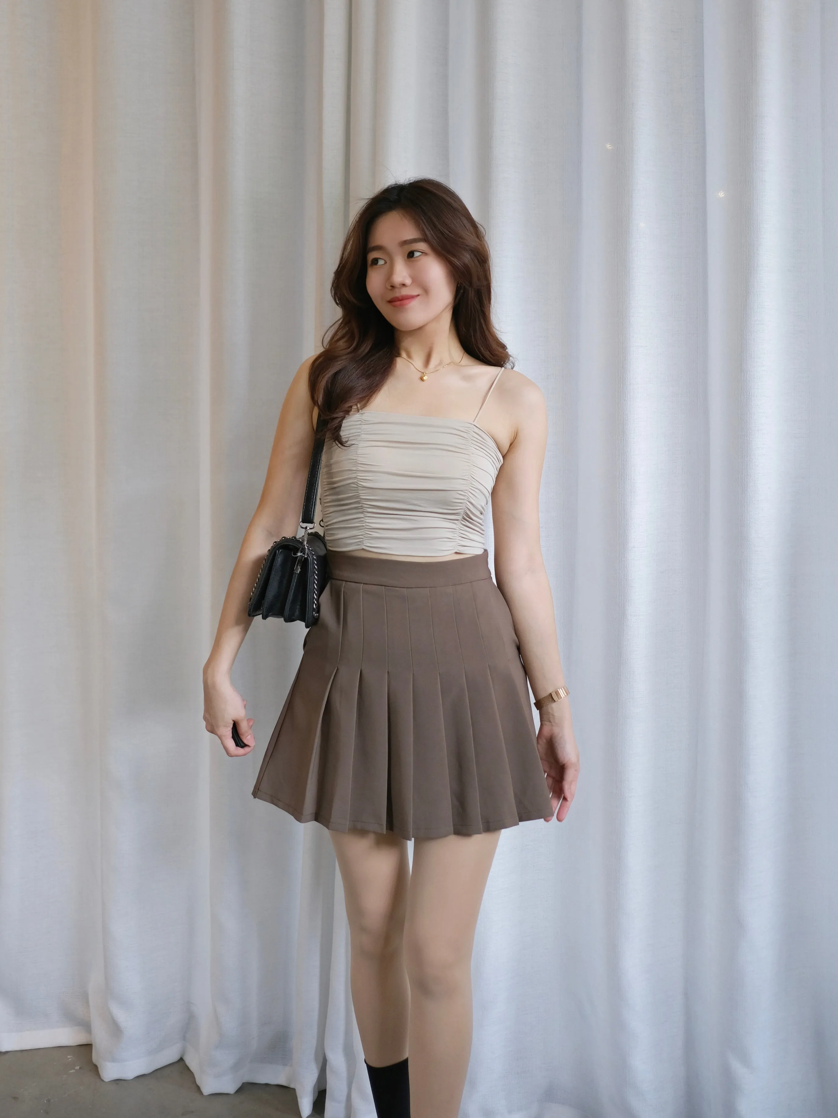 ACEWIN Ruched Tube Top Inner Top with Elastic Straps (Free Size) 170031