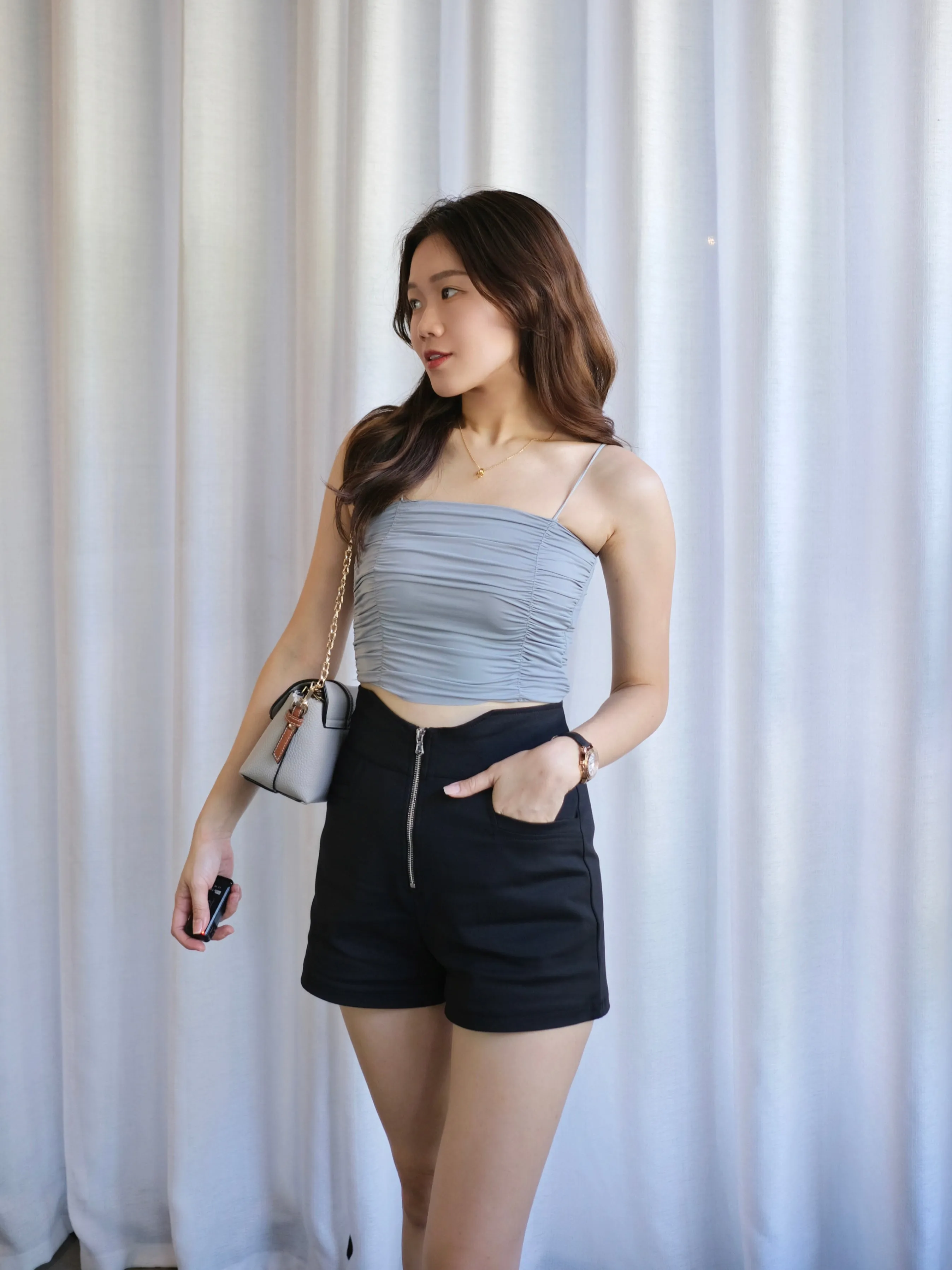 ACEWIN Ruched Tube Top Inner Top with Elastic Straps (Free Size) 170031