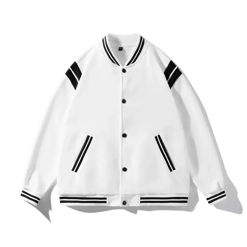 Aidase American Jacket Coat Men's Street Hip-Hop Retro Baseball Uniform Couple Casual All-Match Jackets Loose Tops Spring Autumn