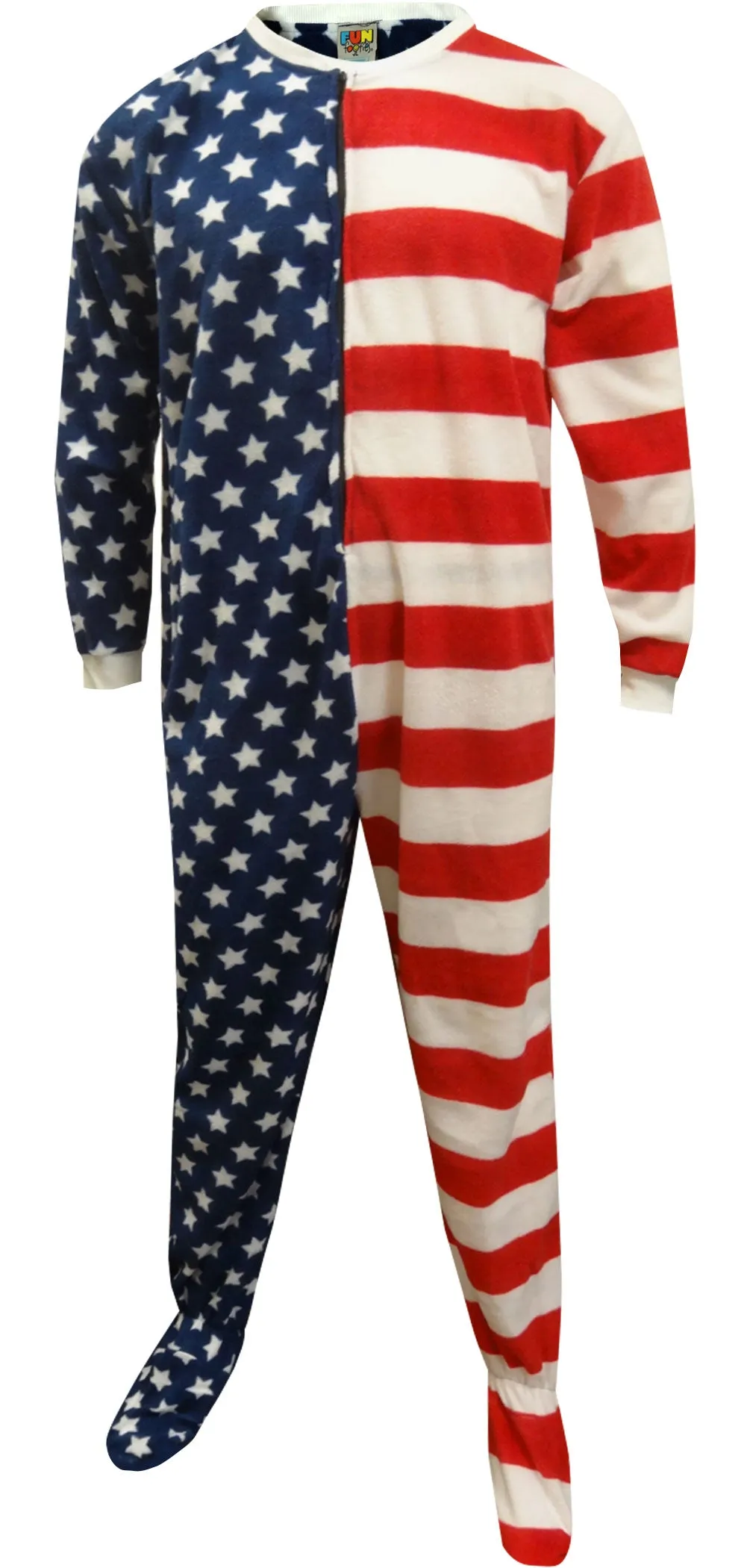 American Flag Stars and Stripes Footie Pajama