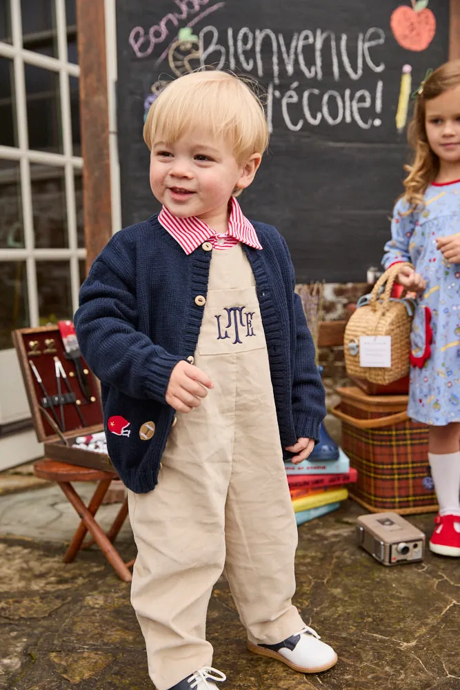 Applique Football Cardigan -- Navy