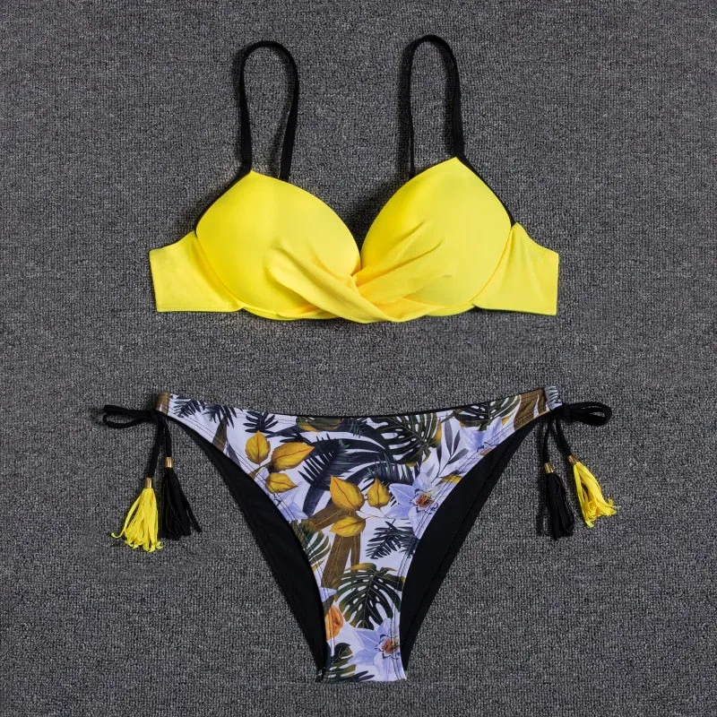 Bikini Swimsuit Women Swimwear Push Up Sexy Floral Print Bathing Suit