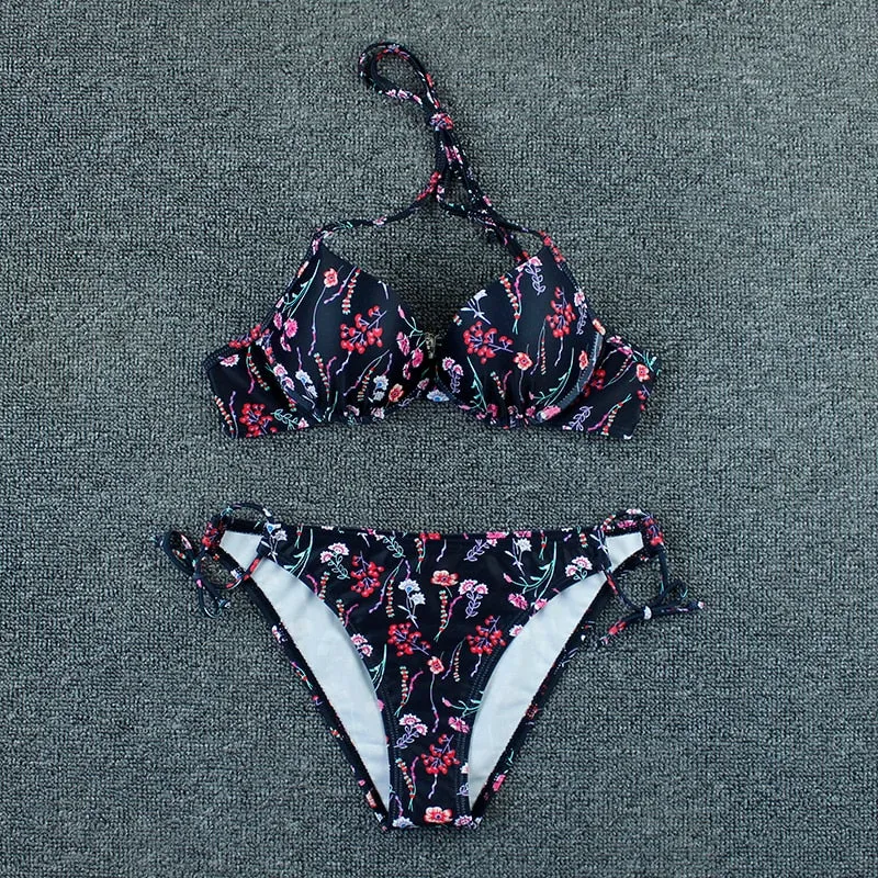 Bikini Swimsuit Women Swimwear Push Up Sexy Floral Print Bathing Suit