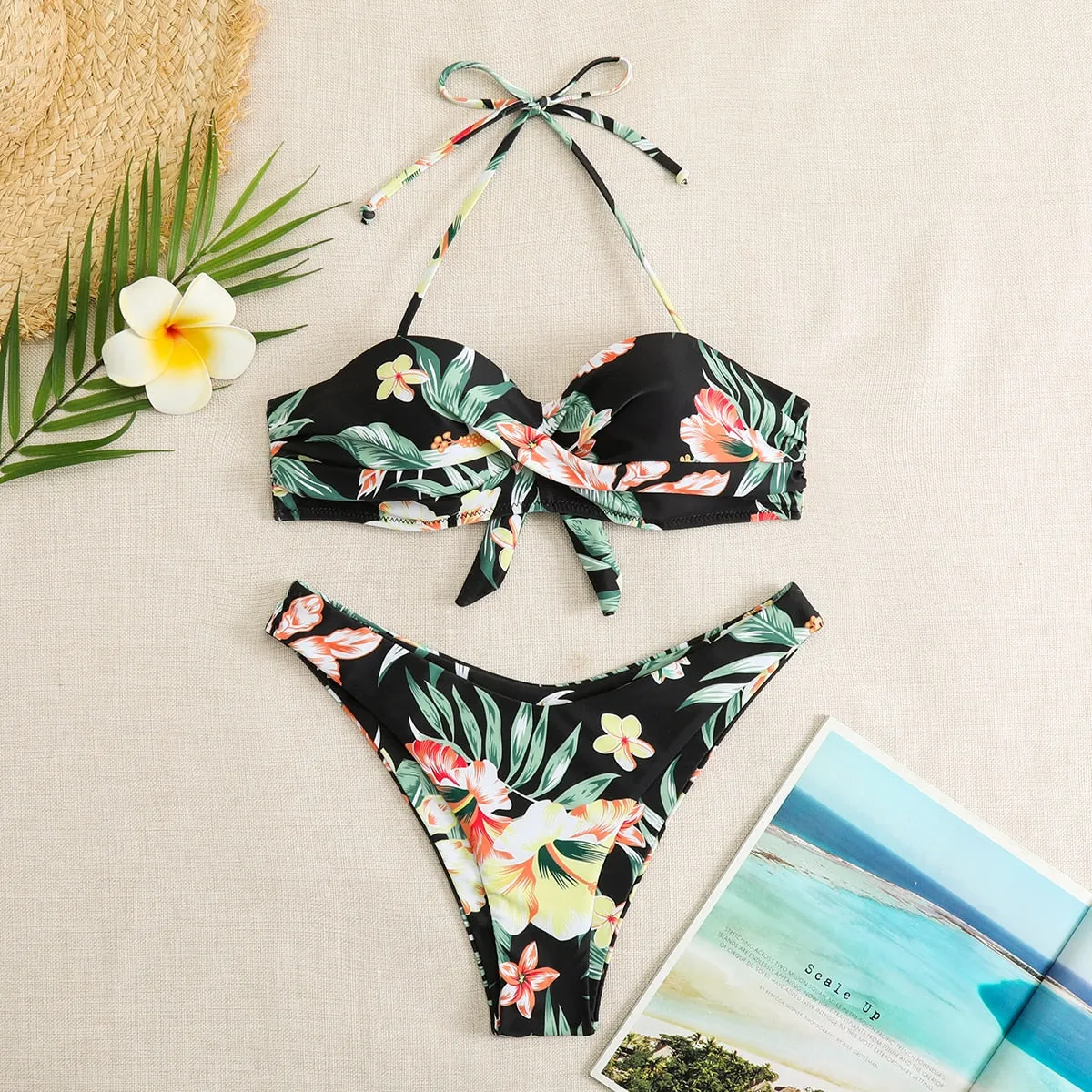 Bikini Swimsuit Women Swimwear Push Up Sexy Floral Print Bathing Suit