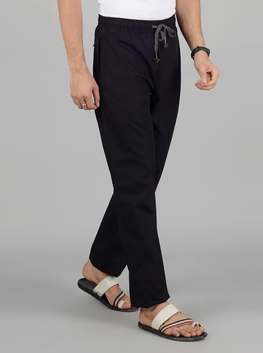 Black Solid Regular Fit Paijama | JadeBlue