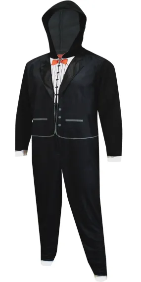 Black Tuxedo Union Suit One Piece Pajama