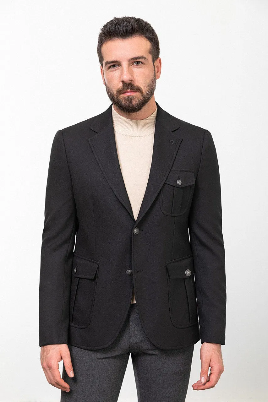 Bojoni Torretta Slim Fit Black Blazer