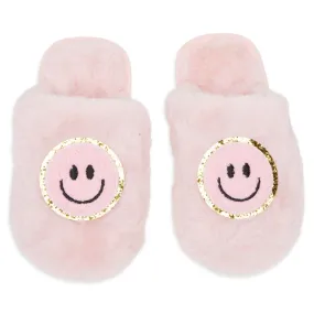 CALI SMILEY FACE FUZZY SLIPPERS