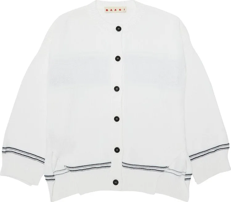 Cardigan Marni Logo Cardigan Lily White, white