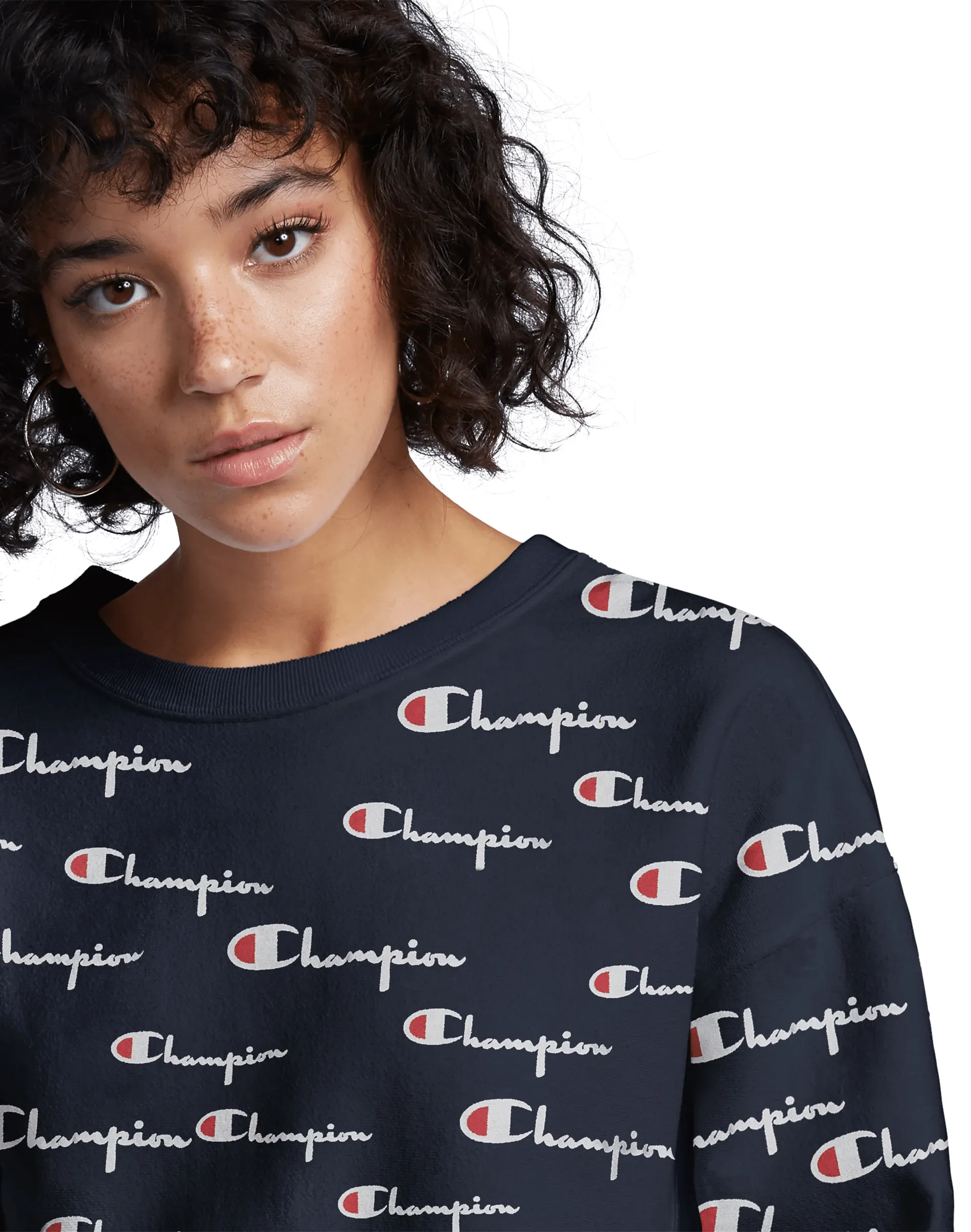 Champion Reverse Weave Women's Crew, All Over Logo