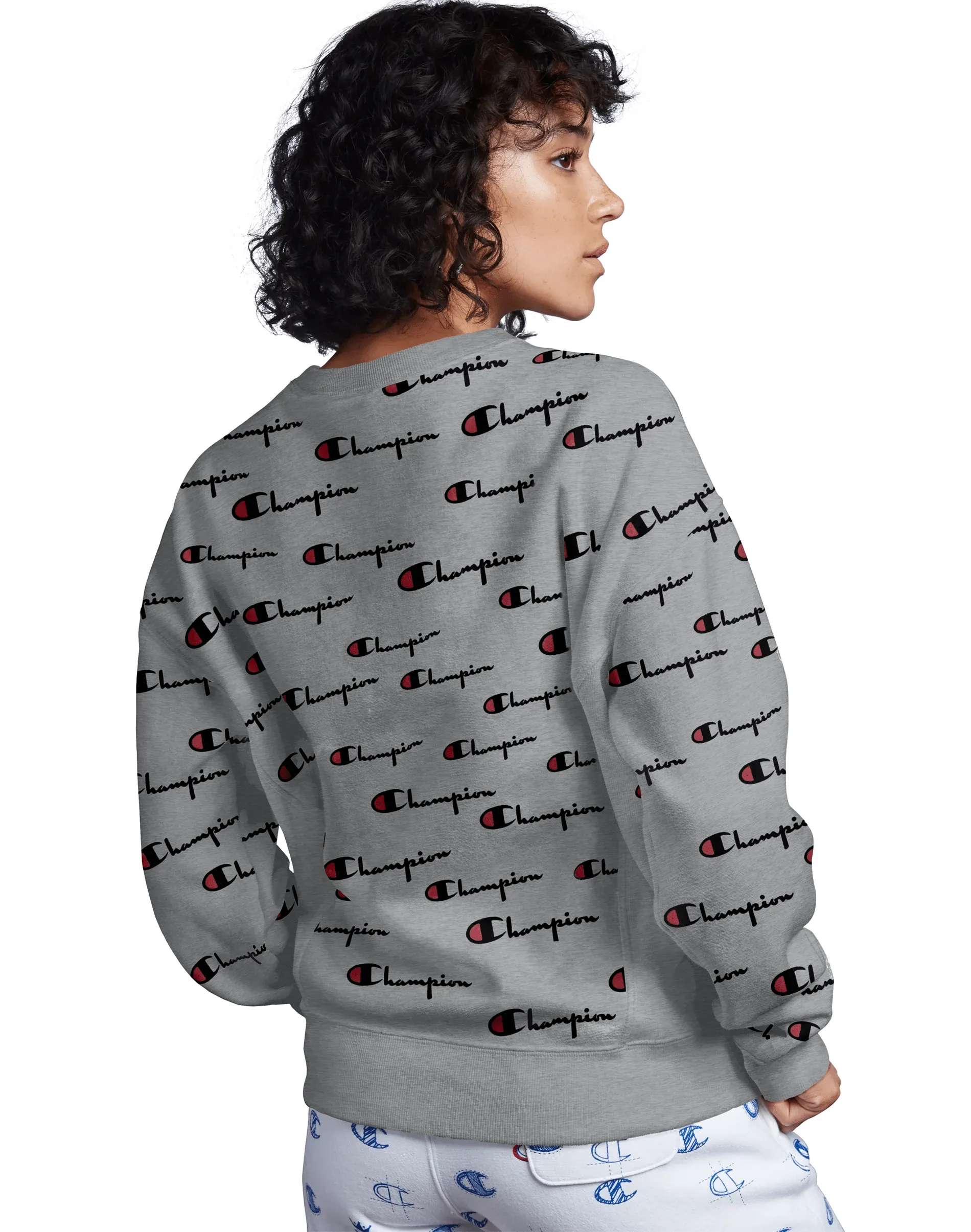 Champion Reverse Weave Women's Crew, All Over Logo