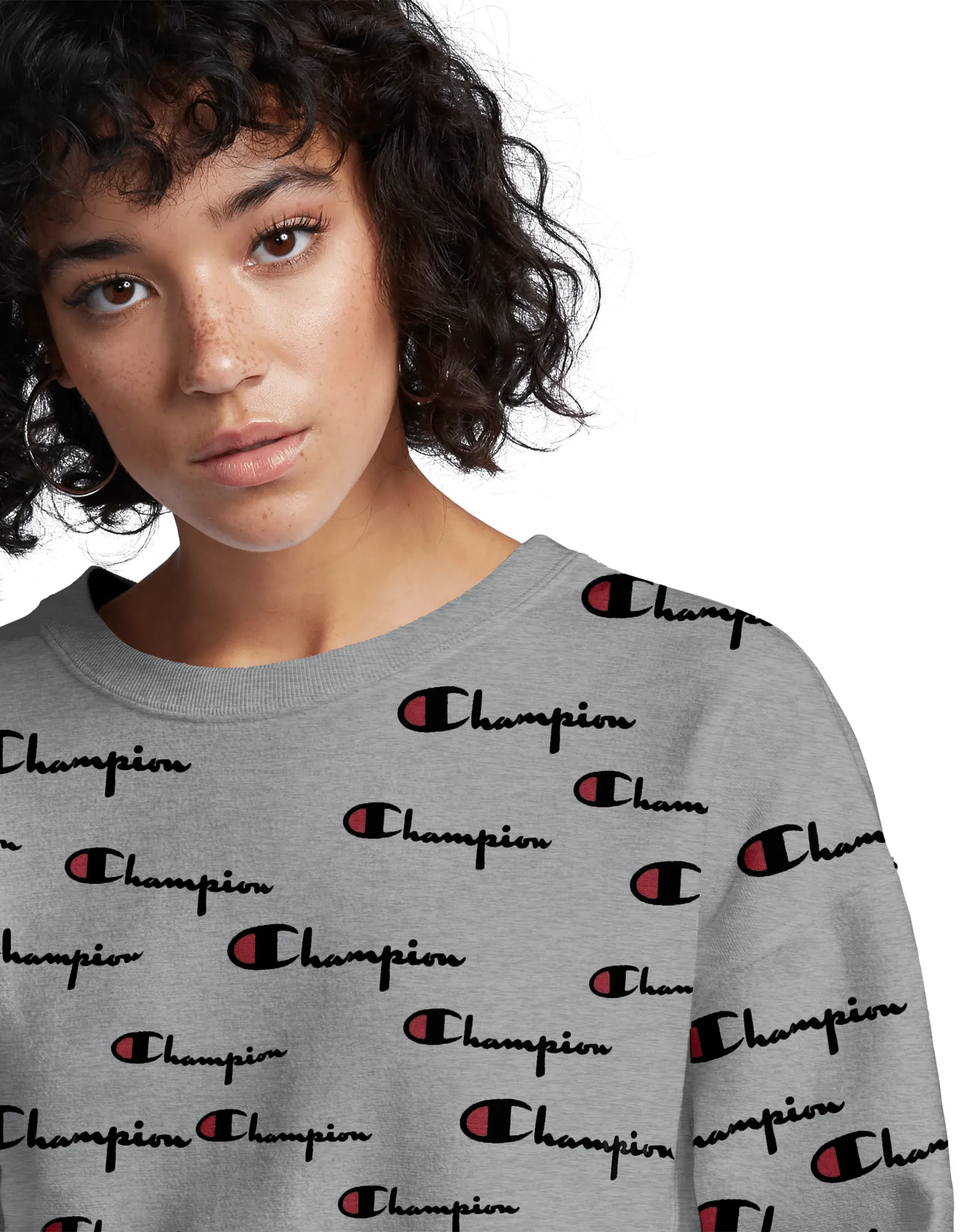 Champion Reverse Weave Women's Crew, All Over Logo