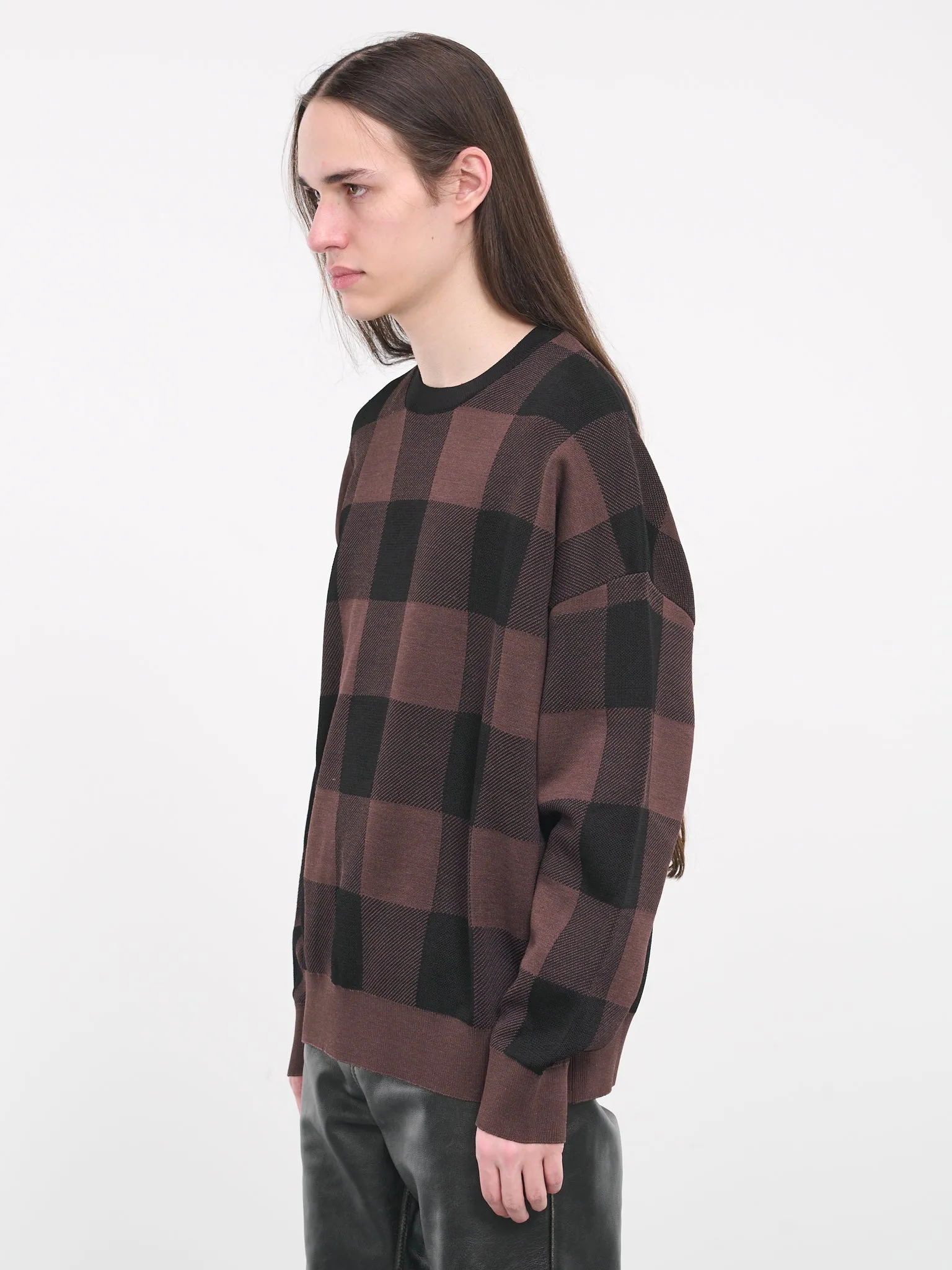 Check Sweater (H526Y14KGW-BLACK-BROWN)