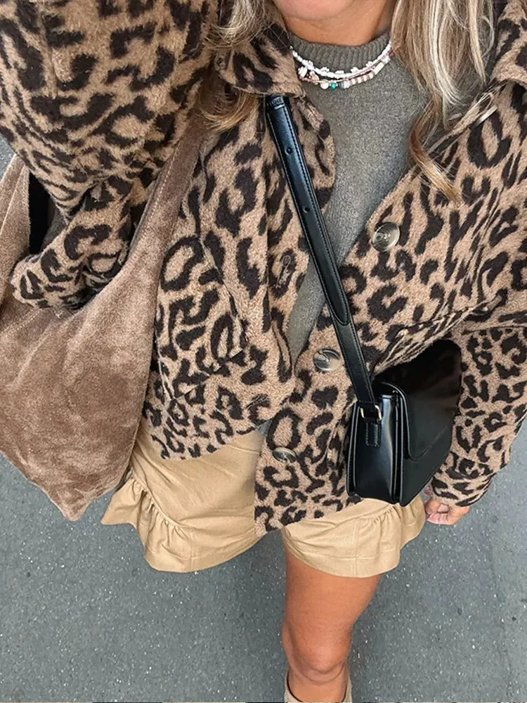 Chic Vintage Stylish Casual Elegant Loose Leopard Print Jacket