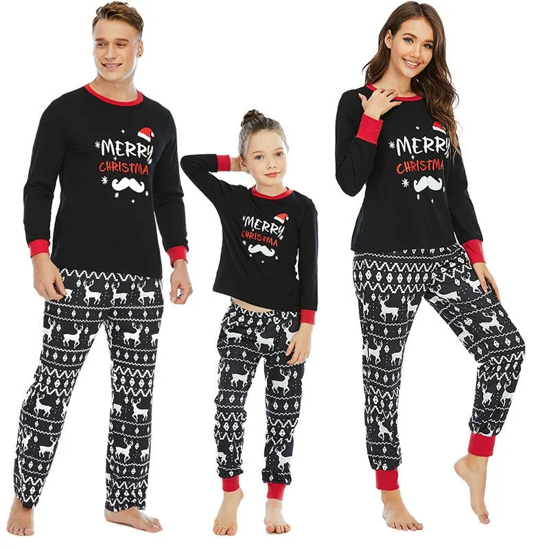 Christmas Pajamas Matching Family Pyjamas  Outfits Pajamas  Match Printed Elk T-shirt Plaid Pants Couple Clothes