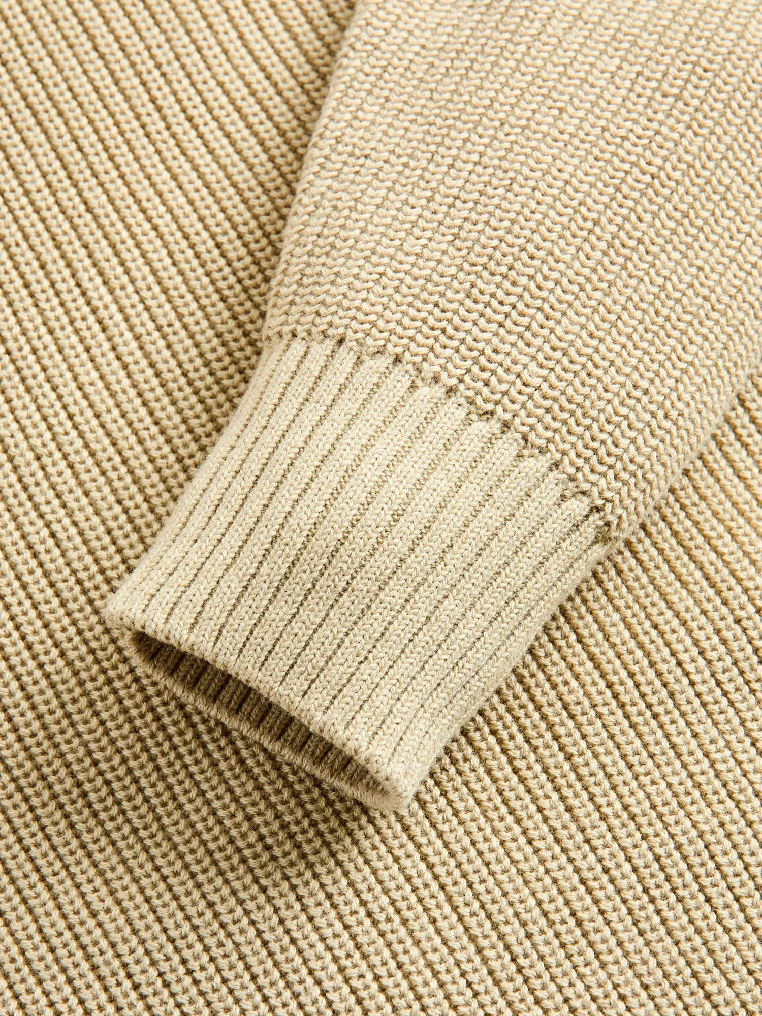 Cotton Crewneck Knit Sweater in Sand