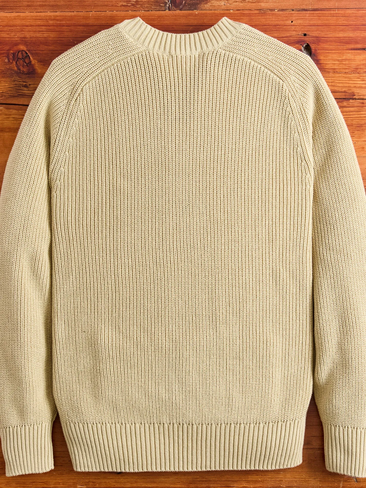 Cotton Crewneck Knit Sweater in Sand