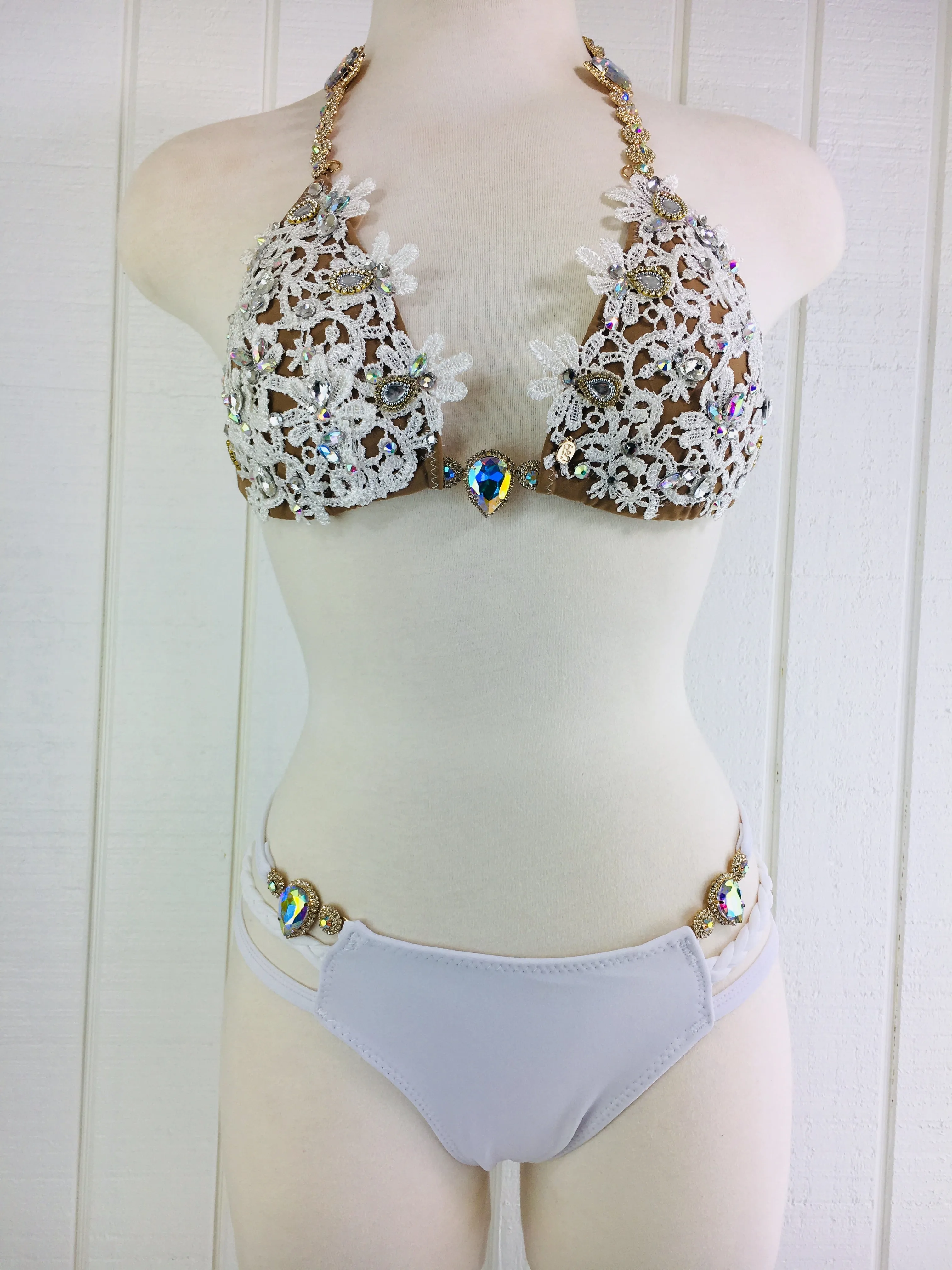 Custom Pool Party Lace/Wedding/Honeymoon/Bride Bling Bikini (connectors require extra tlc :) (any color request welcome)***(SUIT SOLD PER PIECE OR SET, price varies)