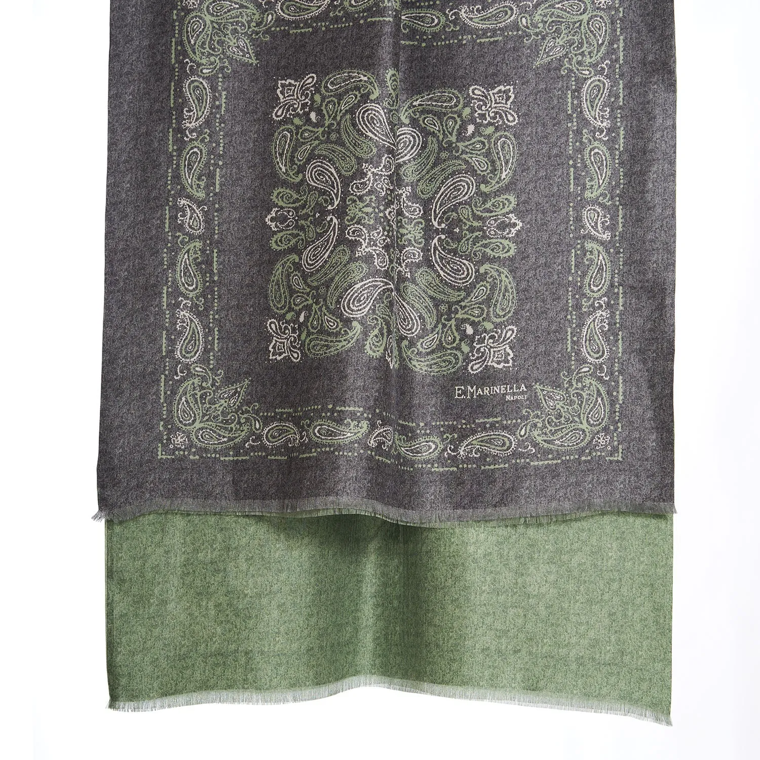 DARK GREEN AND GREY STOLE 115 IN SILK