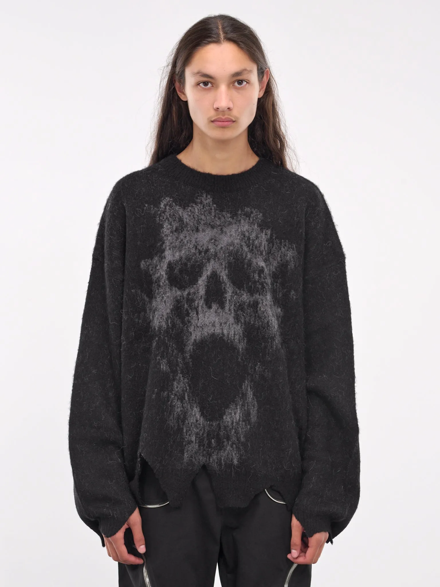 Destroyed Skull Mohair Knit (245256-BLACK)