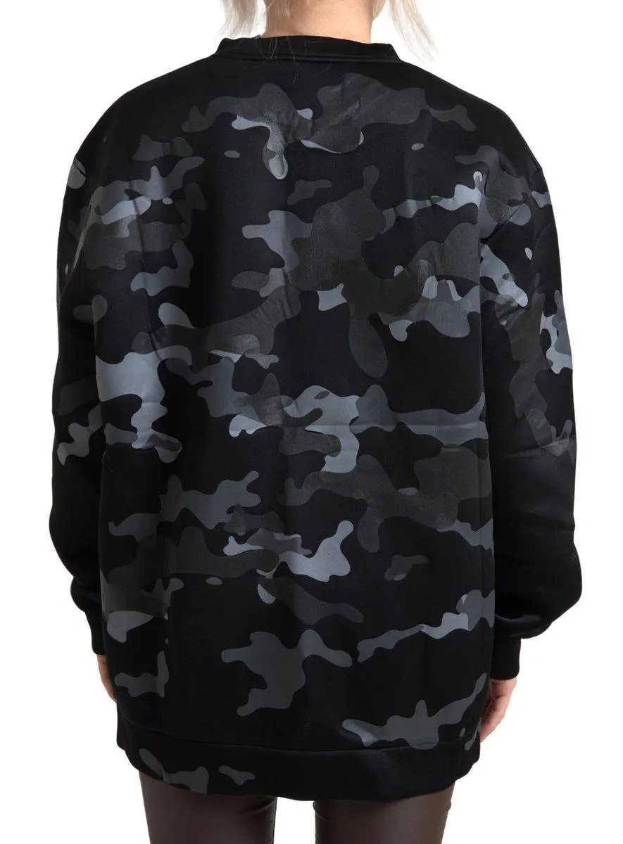 Dolce & Gabbana Black Camouflage Round Neck Sweatshirt Sweater