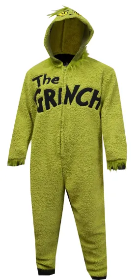 Dr Seuss The Grinch Plush Sherpa Onesie Pajama