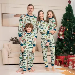 Family Parent-Child Dinosaur Printed Loungewear Pajama Set