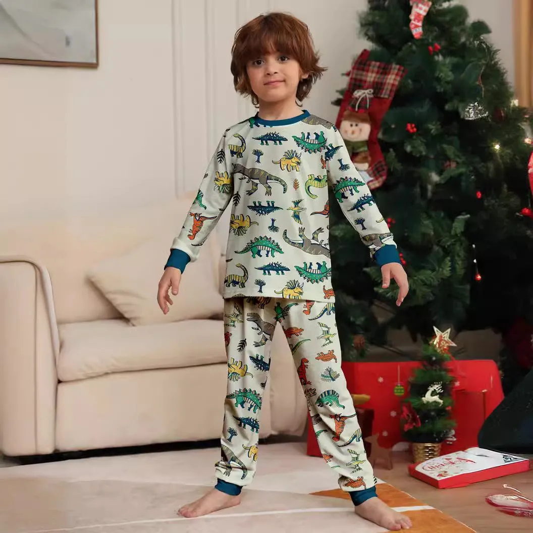 Family Parent-Child Dinosaur Printed Loungewear Pajama Set