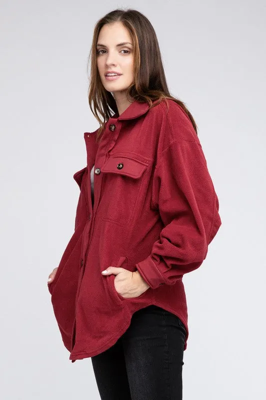 Fleece Buttoned Down Oversized Jacket