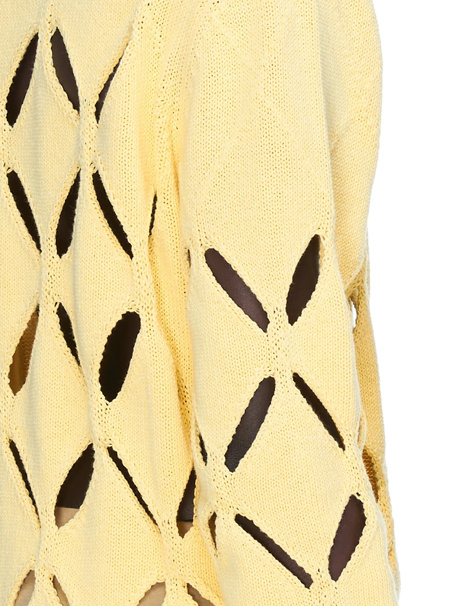 Floral Embroidered Diamond Slashed Jumper (KN04-YELLOW)