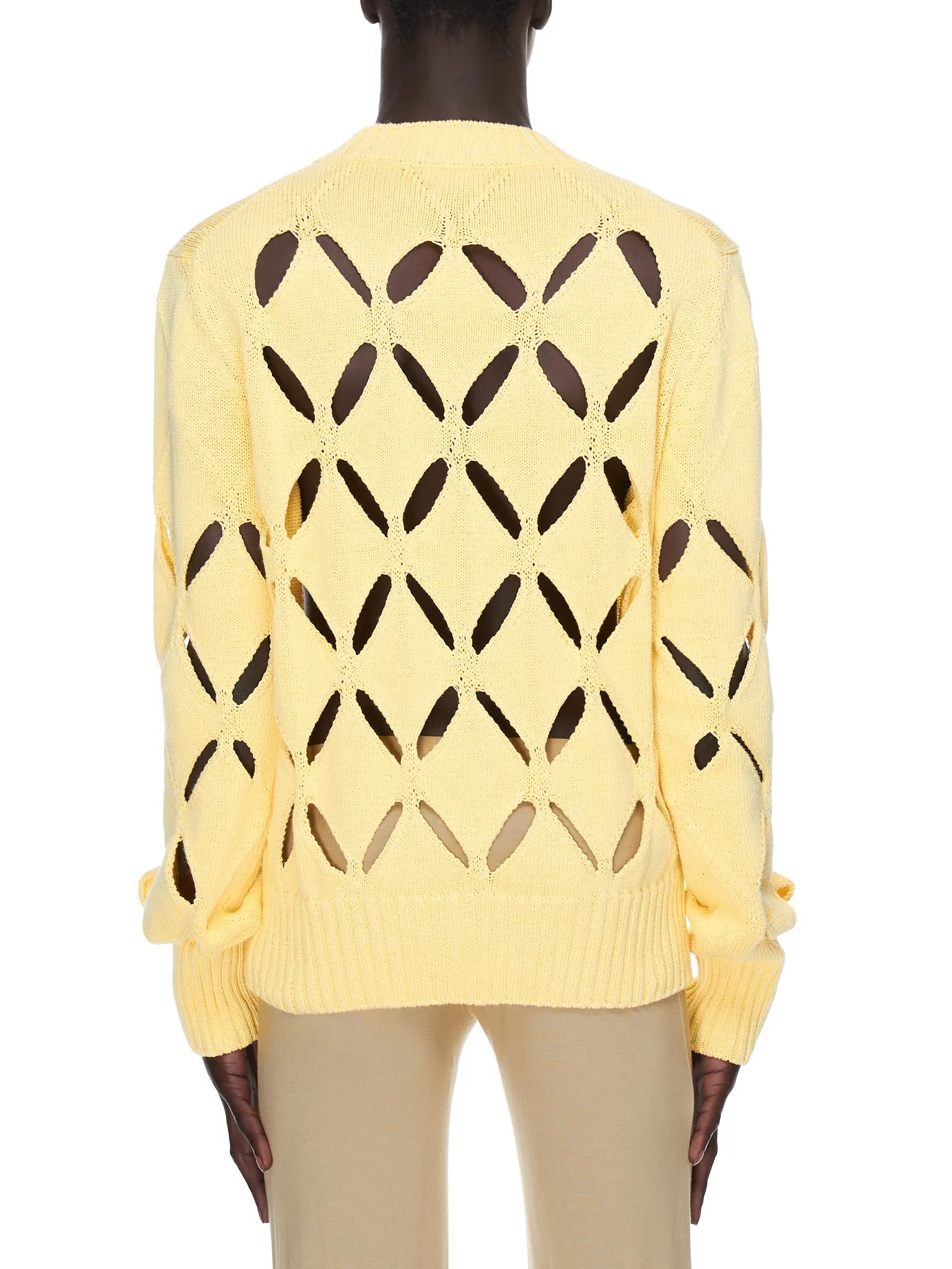 Floral Embroidered Diamond Slashed Jumper (KN04-YELLOW)