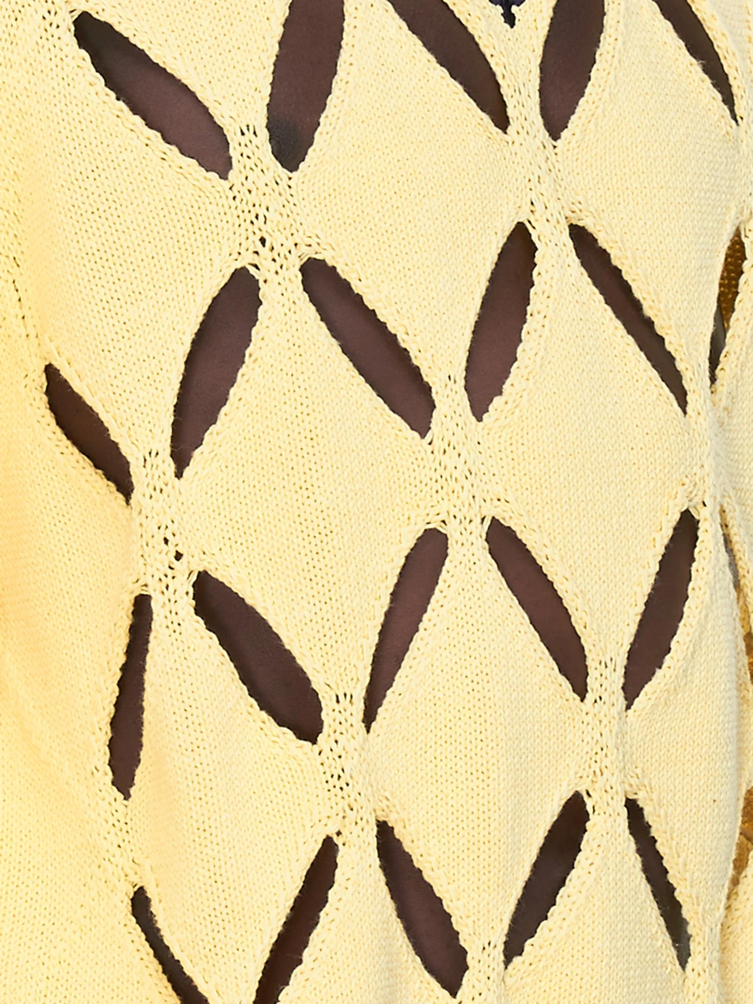 Floral Embroidered Diamond Slashed Jumper (KN04-YELLOW)