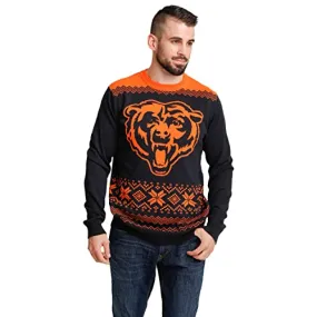 FOCO Men's NFL Big Logo Two Tone Knit Sweater, Medium, Chicago Bears