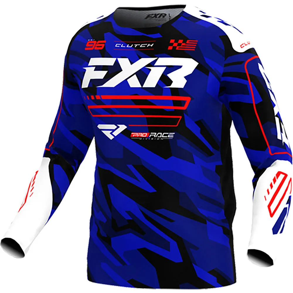 FXR Kids Clutch MX Offroad Jersey Blue Camo/Red