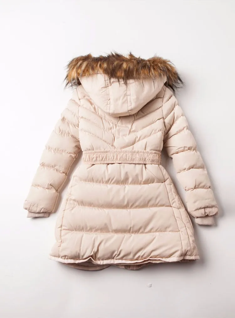 Girls Winter Coat Hooded Fur Collar Children Jackets Cotton Parka Coat