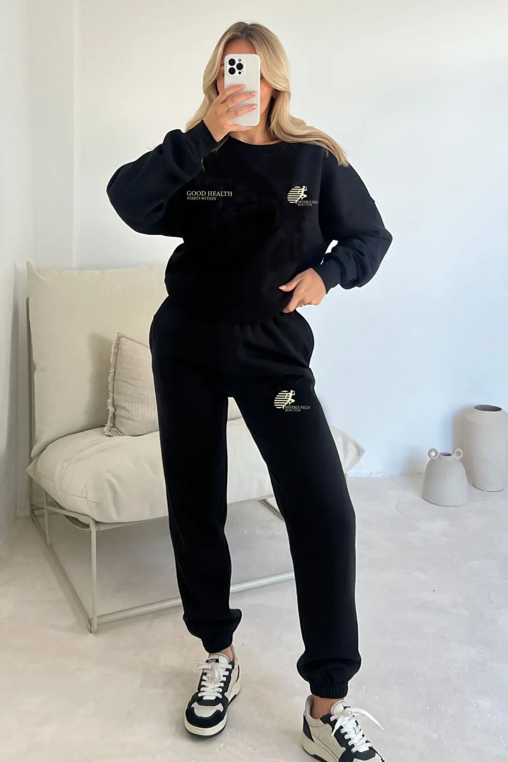 Good Health black printed sweater joggers loungewear