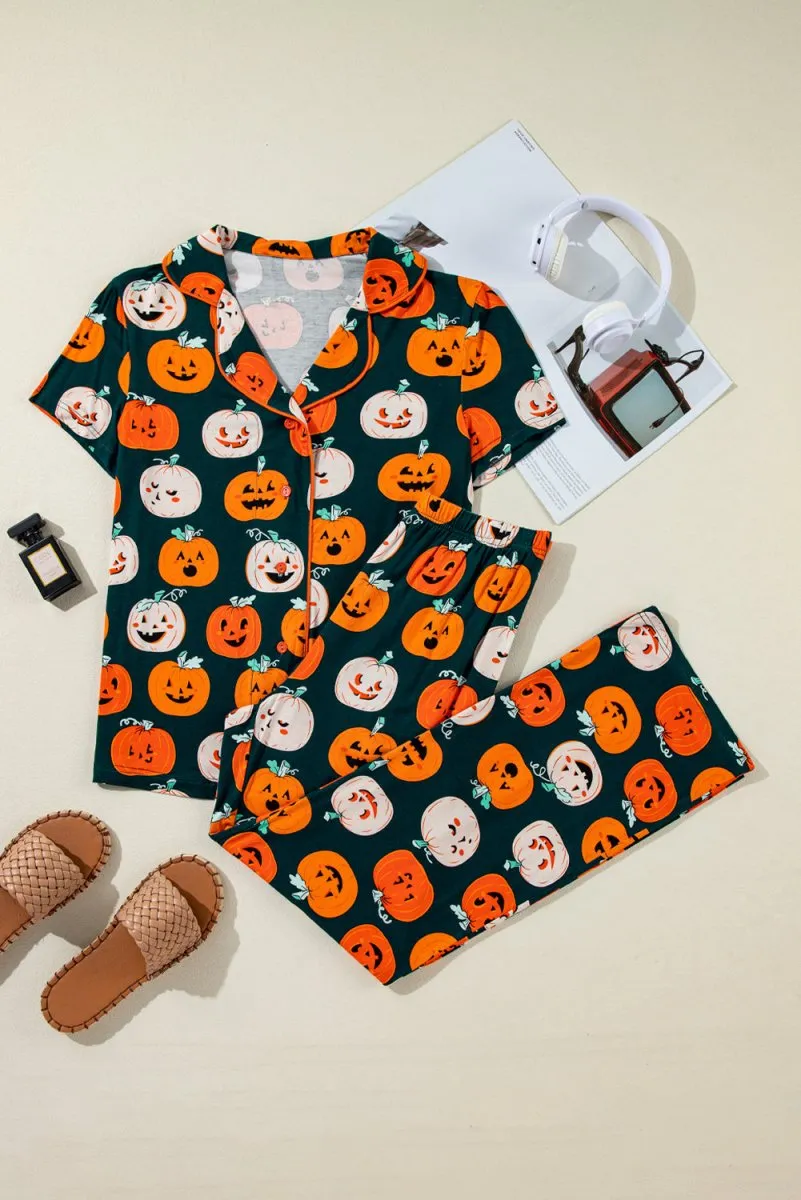 Halloween Pumpkins Orange Pajama Pant Set