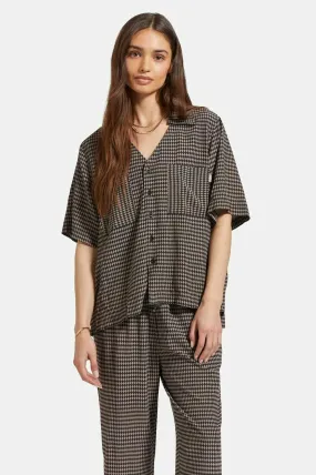 Hudson Lounge S/S Woven Shirt - Washed Black/Cinder Grey Diamond Check