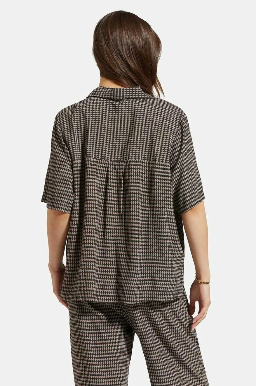 Hudson Lounge S/S Woven Shirt - Washed Black/Cinder Grey Diamond Check