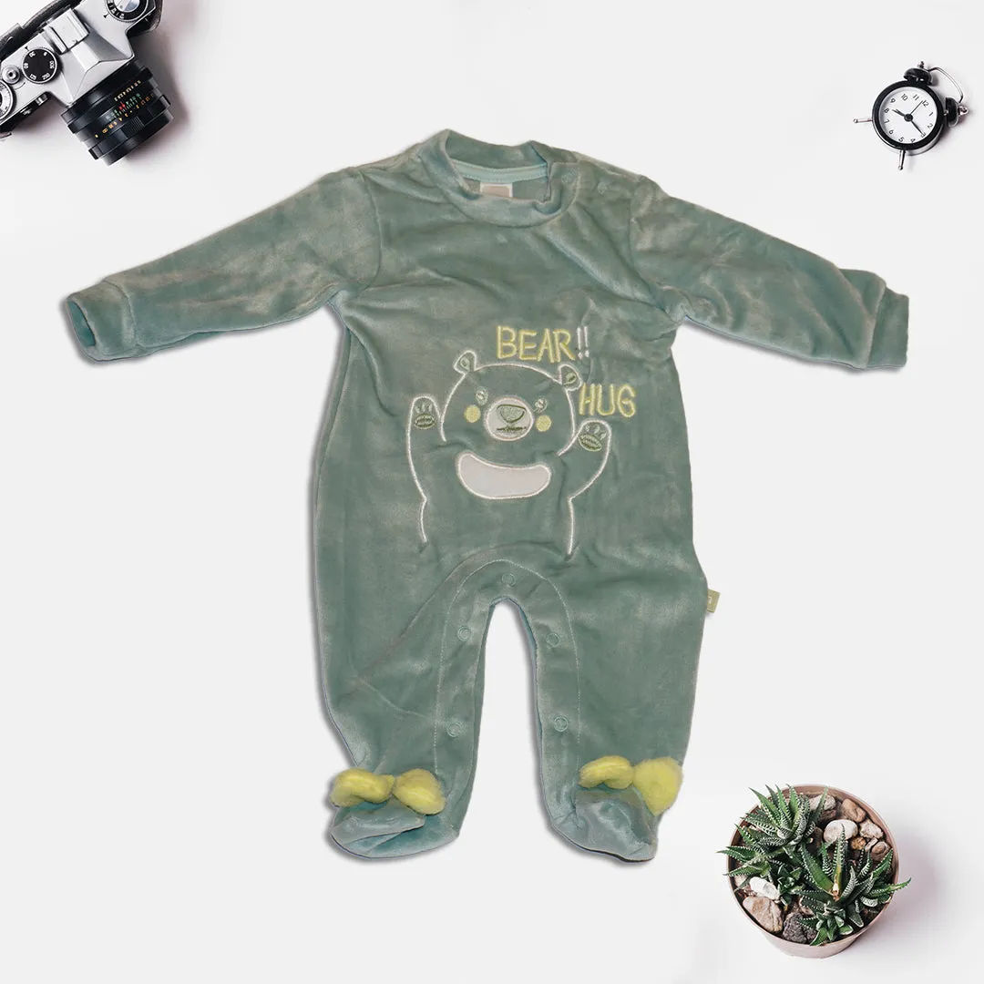 Ivory Color Bear Printed Sleepsuit for Kids