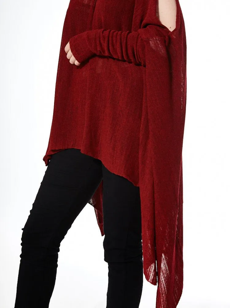 Knit Shoulder Cut-Out Tunic (PLS-08 RED)