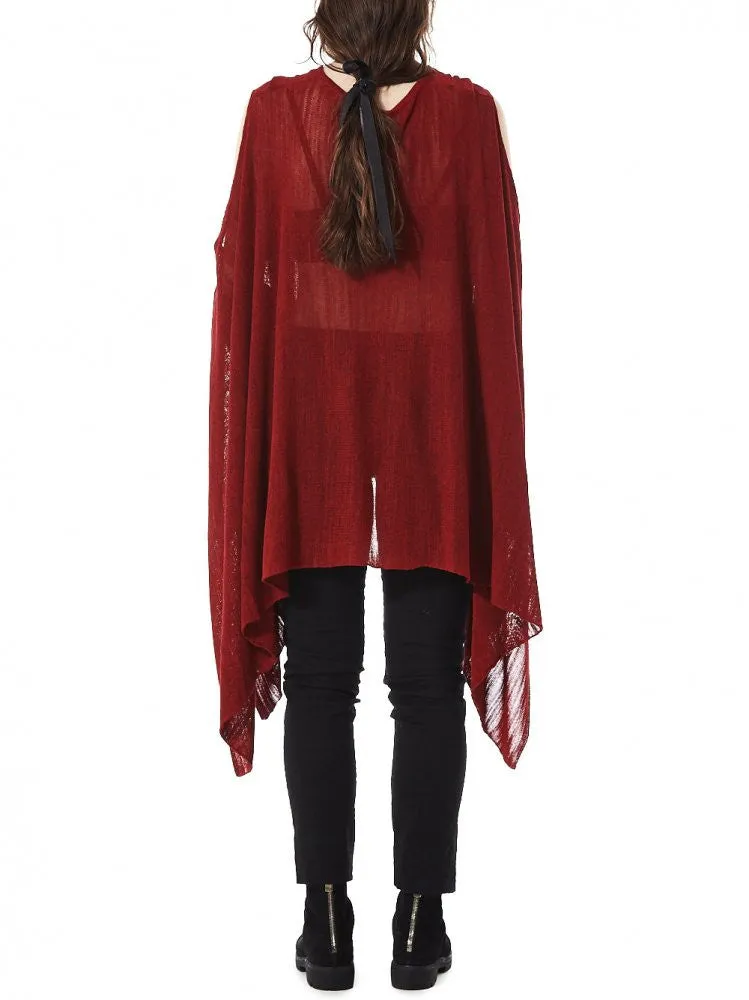 Knit Shoulder Cut-Out Tunic (PLS-08 RED)