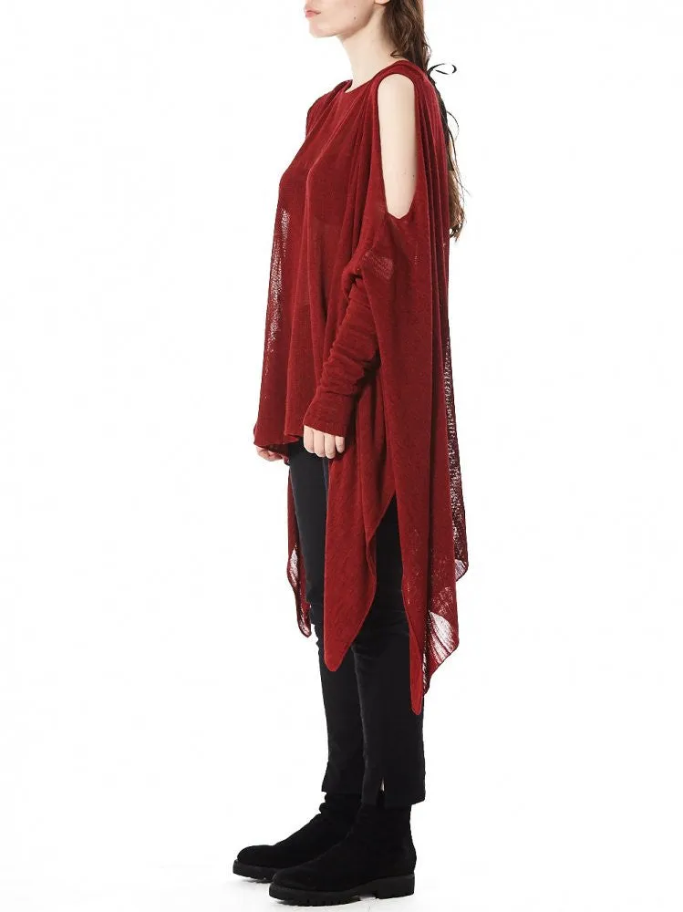 Knit Shoulder Cut-Out Tunic (PLS-08 RED)