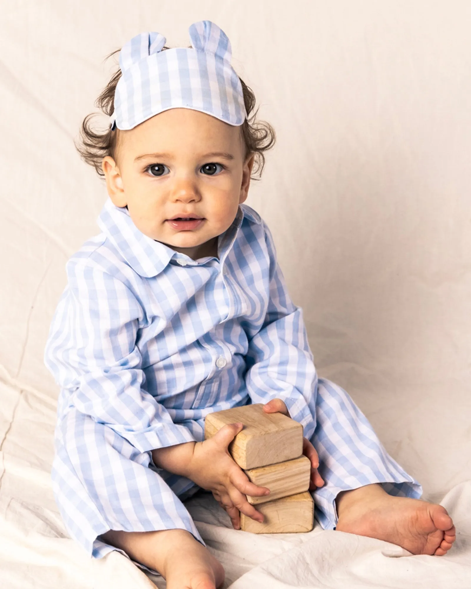 Light Blue Gingham Romper