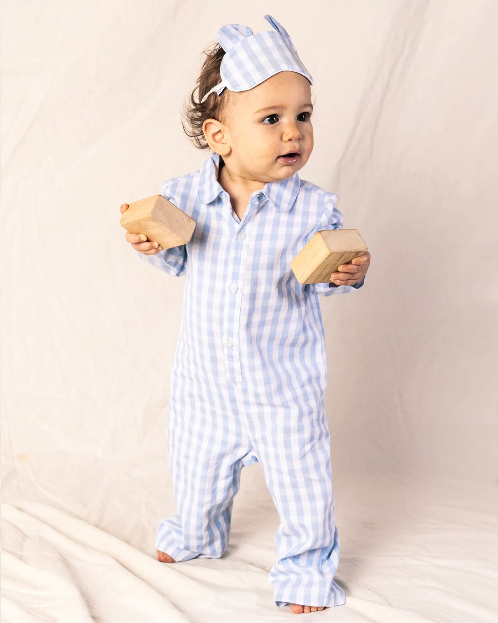 Light Blue Gingham Romper