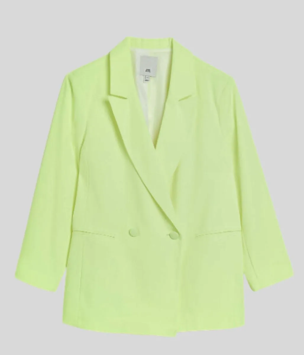 Lime Double Breasted Relaxed Blazer