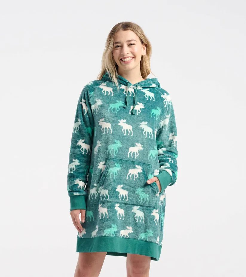 Little Blue House Minty Moose Adult Fleece Hoodie